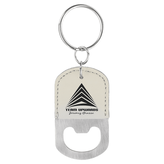 Oval Bottle Opener Laserable Leatherette Keychain