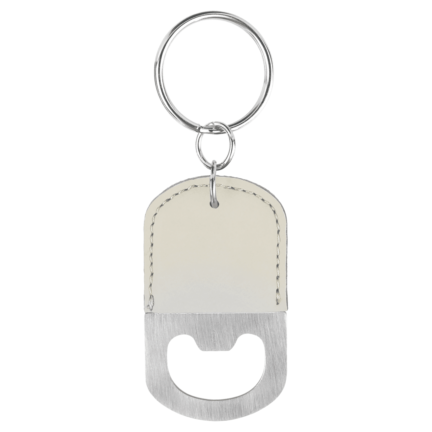 Oval Bottle Opener Laserable Leatherette Keychain